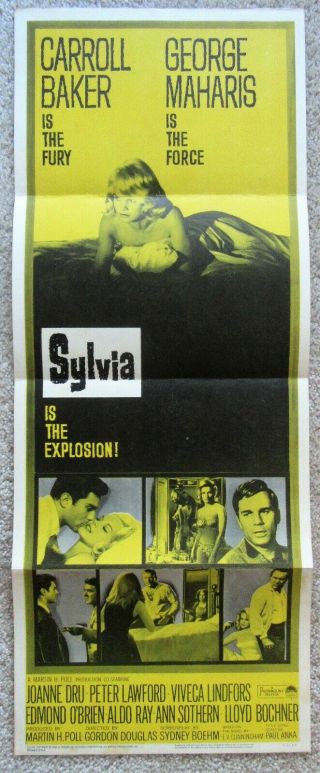 Sylvia 1965 Insrt Movie Poster Fld Carroll Baker Ex