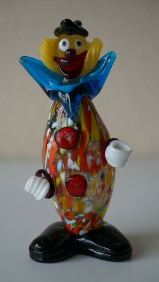 Vintage Glass Clown Handmade Multicoloured Artwork Collectible Italy