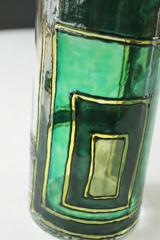 Italian Hand Painted Fused Glass Mod Design Apothecary Jar Artist signed 4