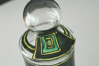Italian Hand Painted Fused Glass Mod Design Apothecary Jar Artist signed 5