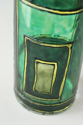 Italian Hand Painted Fused Glass Mod Design Apothecary Jar Artist signed 8