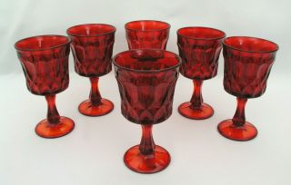 (6) Noritake Perspective - 6 1/2 " Ruby Red Amberina - Water Goblets