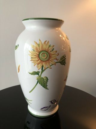 Tiffany & Co.  White Ceramic Vase Hand Painted Porcelain With Flowers Pedals