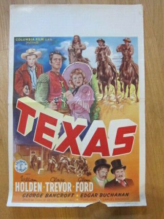 Texas Belgian Poster William Holden,  Claire Trevor,  Glenn Ford Western