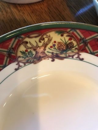 8 Noritake Royal Hunt Soup Bowls 7” red green,  complete set of 8 2