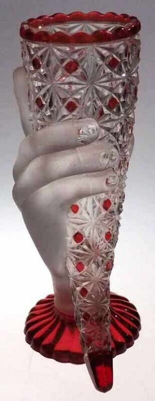 Geo.  Duncan & Sons - Cornucopia - Hand Vase - Ruby Stained 2