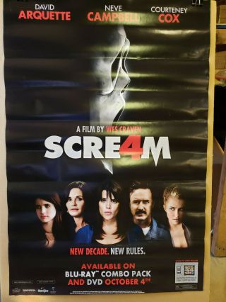 Scream 4 2011 36x24 Rolled Dvd Promotional Poster Single Sided
