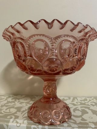 Rare 7” Pilgrim Glass Cranberry Moon & Stars Footed Vase/ Bowl Centerpiece