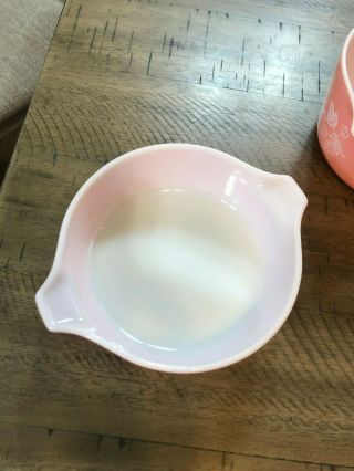 Vintage Pyrex Pink Gooseberry Set of 2 Round Casserole Dishes Bowls 471 473 4