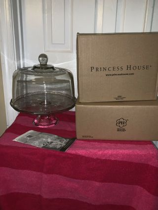 Princess House Fantasia Domed Cake Plate/punch Bowl Set 5201 5202 Nib Hostess