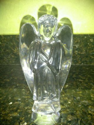 Baccarat Crystal Nativity Angel Figurine With Folded Arms / Signed 6 " Tall
