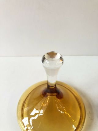Vintage Empoli Amber Glass Covered Candy Dish Apothecary Jar Murano Italy MCM 5