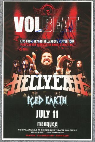 Volbeat Autographed Concert Poster Michael Poulsen,  Jon Larsen,  Anders Kjølholm