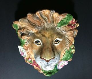 Exotic Fitz And Floyd Serengeti Classics Hand Crafted Lion Head Wall Shelf