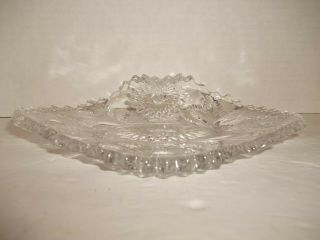 Vintage Eapg Glass Victorian Calling Card Presentation Dish Curled Sawtooth Rare