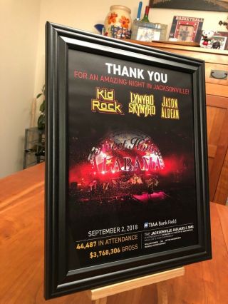 Big 10x13 Framed Lynyrd Skynyrd & Kid Rock " Live In Jacksonville 2018 " Promo Ad
