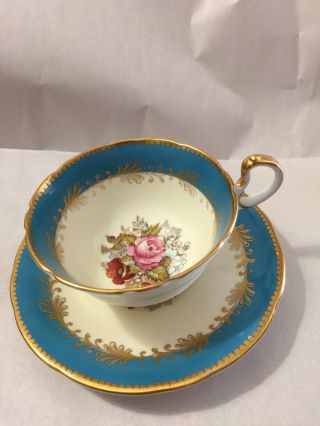 Vintage Aynsley Tea Cup & Saucer Roses Gold And