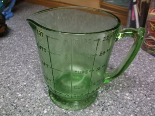 Vintage Large Green Depression Measuring Cup 4 Cups