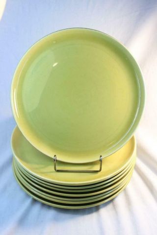 Vintage Russel Wright Chartreuse 8 Dinner Plates 10 " Green Yellow Mcm