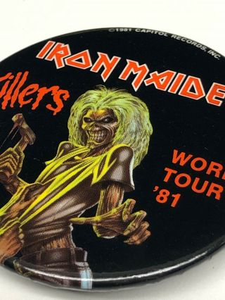 Vintage Iron Maiden World Tour 1981 Pinback Badge Button Pin Music