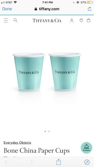 Tiffany & Co Bone China Paper Cup Coffee Cup - Set Of Two