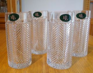 Ralph Lauren Herringbone Highball Glasses Set Of 4 With Tags