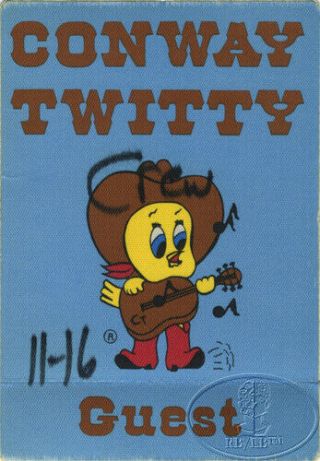 Conway Twitty 1988 Tour Backstage Pass