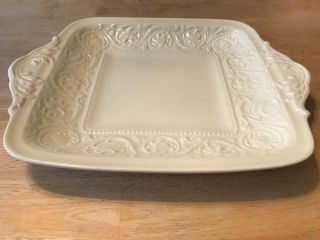 Vintage Wedgwood Patrician Plain (old) Square Handled Cake Plate,  11 5/8 " Ivory