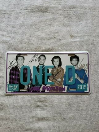 One Direction - Autographed Metal License Plate 2015 4 Members