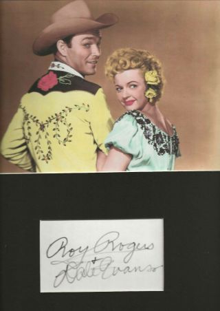 Rare Hand Signed Roy Rogers & Dale Evans Card Matted W/ A Great Photo