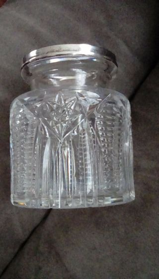 Early 1900 ' s Cut glass & Sterling silver tobacco/humidor/vanity jar by HH&SN 2