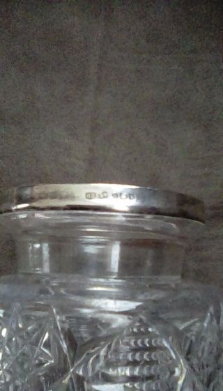 Early 1900 ' s Cut glass & Sterling silver tobacco/humidor/vanity jar by HH&SN 6