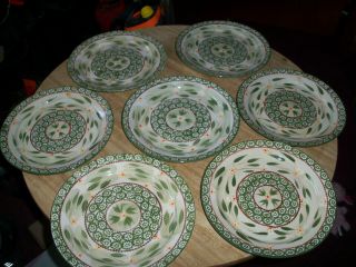 Temp - Tations By Tara (7) Dinner Plates 10.  5 Old World Green