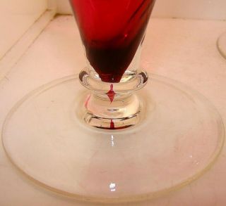 2 - Art Glass Cranberry Swirl Steuben 6562/ Theresienthal GARDA 8” Parfait Stems 5
