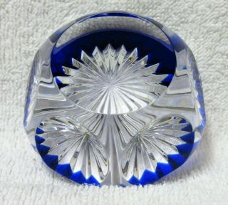 Vintage Handcrafted Baccarat Faceted Cobalt Blue Studio Art Crystal Paperweight