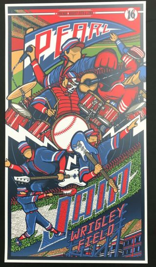 Pearl Jam Concert Poster - 8.  20.  16 Wrigley Field - Chicago