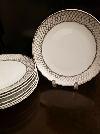 8 United Airlines First Class Dishes By Wessco 8 " Plate White With Silver Pl014