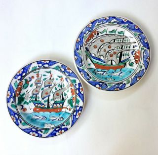 Two Vintage Ikaros Rhodes Ceramic Wall Plates 5 7/8 " 15cm Greece Icaro Rodi
