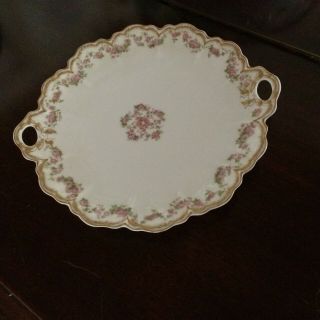 Haviland Limoges Schleiger 270 Cake Plate With Handles Swags Roses Double Gold