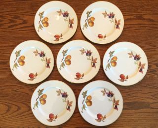 Set Of 7 Royal Worcester China Evesham Gold Pattern Salad Plates Porcelain 8.  25 "