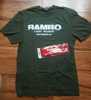 Rambo Last Blood T - Shirt And Headband Size Large Sylvester Stallone 80s
