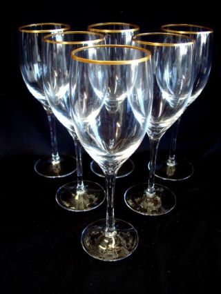 Set Of 6 Lenox Timeless Platinum Stemware Glasses Wine Goblets Gold Rim 8 1/4