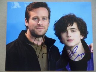 Timothee Chalamet,  Armie Hammer Signed ;autographed Photo " Call Me By Your Name "