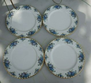 Royal Albert England Blue Moonlight Rose 10.  5 " Dinner Plate Set Of 4