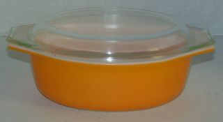 Vtg Pyrex Oval Casserole Dish (043) 1 1/2 Qt Orange Usa