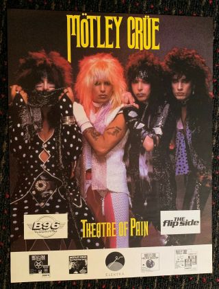 Motley Crue Theatre Of Pain 17x22 Chicago Flipside Promo Poster Glam Metal 1985