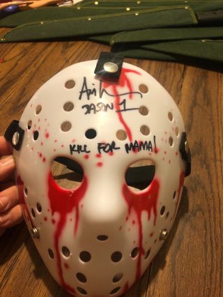 Ari Lehman Jason Voorhees Friday The 13th Signed Mask Jason 1 White And Bloody