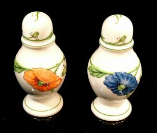 Villeroy & Boch Amapola Salt & Pepper Shakers Featuring Color Poppies