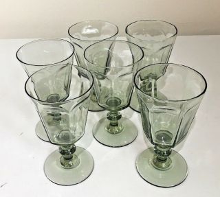6 Lenox Antique Pale Sage Green Crystal Wine Water Goblet 5”/ 1974 - 87/handblown