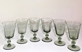 6 Lenox Antique Pale Sage Green Crystal Wine Water Goblet 5”/ 1974 - 87/handblown 2